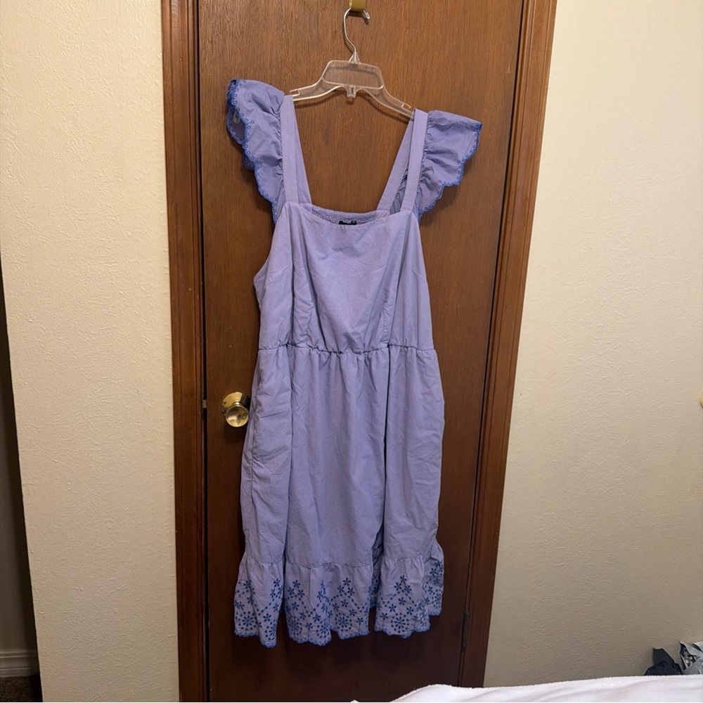 Lane Bryant CottageCore Purple Midi Dress with Embroidered Details